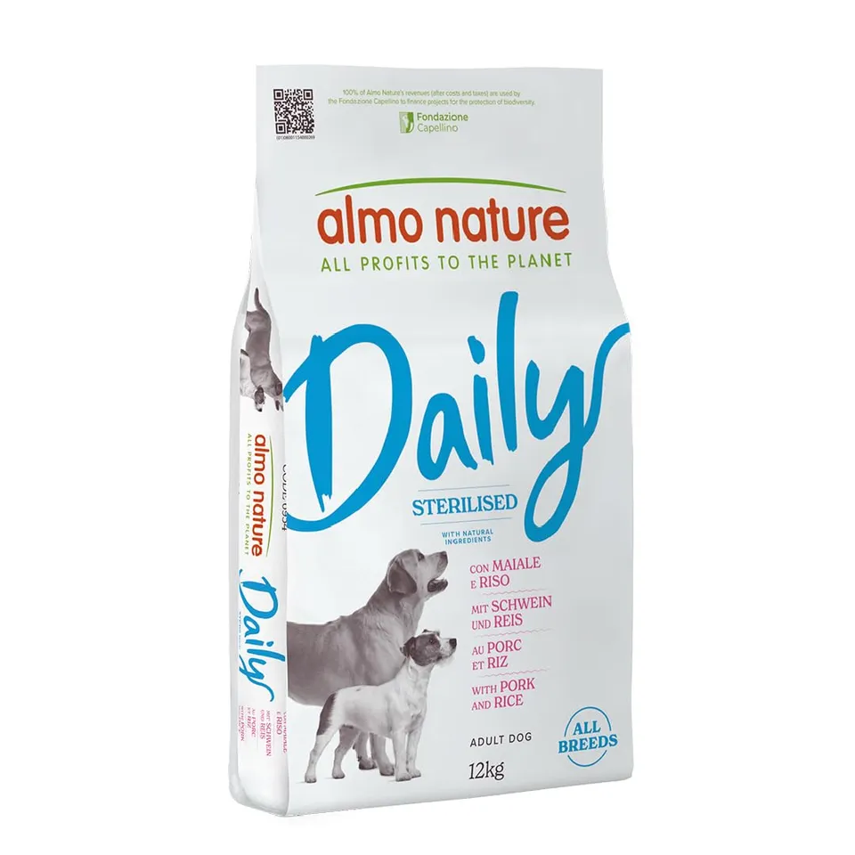 Almo Nature Daily Sterilised Schwein Reis Trockenfutter 12 kg für kastrierte Hunde