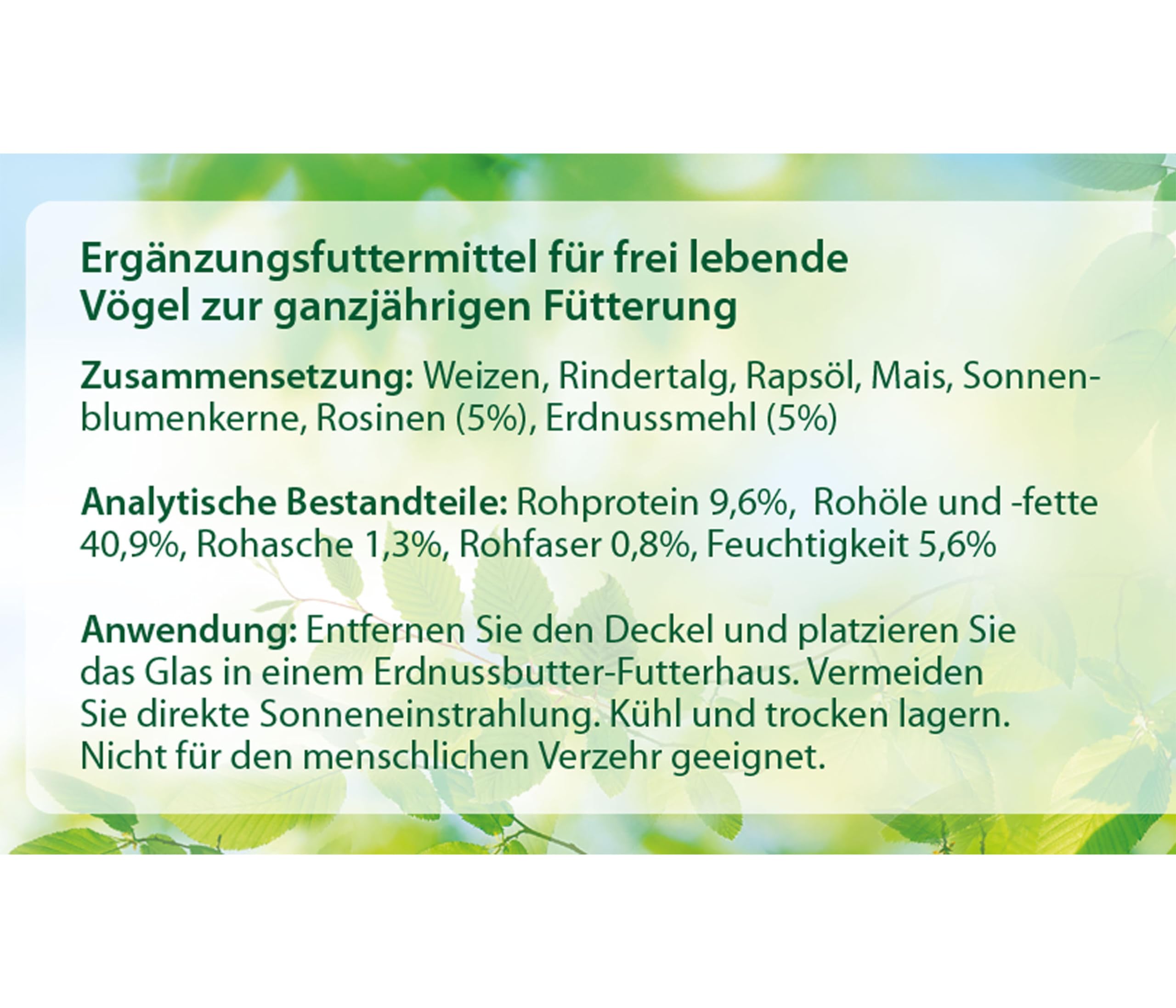 Dehner Natura Erdnussbutter Rosine Wildvogelfutter 340g energiereich