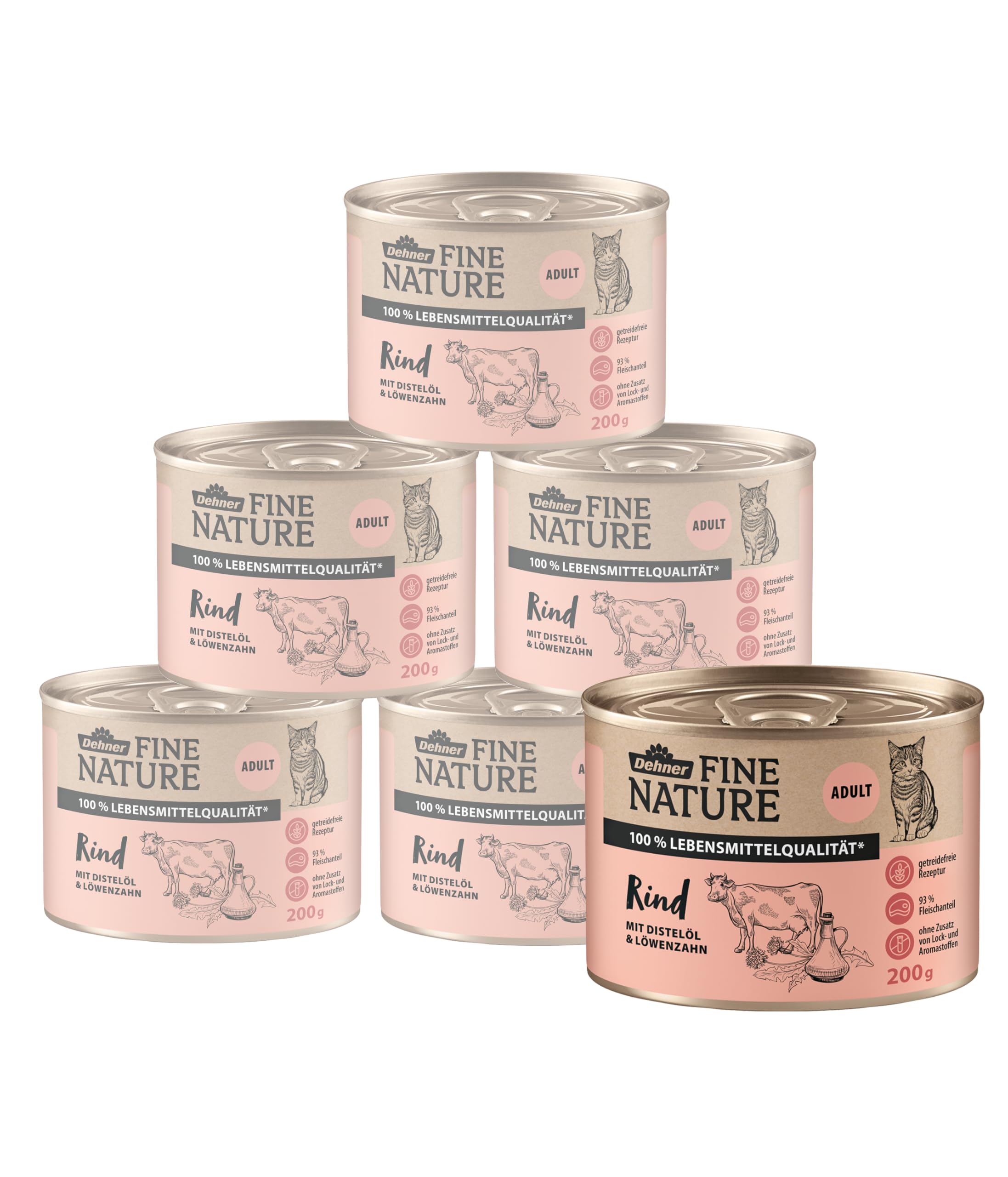 Dehner Fine Nature Adult Nassfutter Rind 6x400 g getreidefrei
