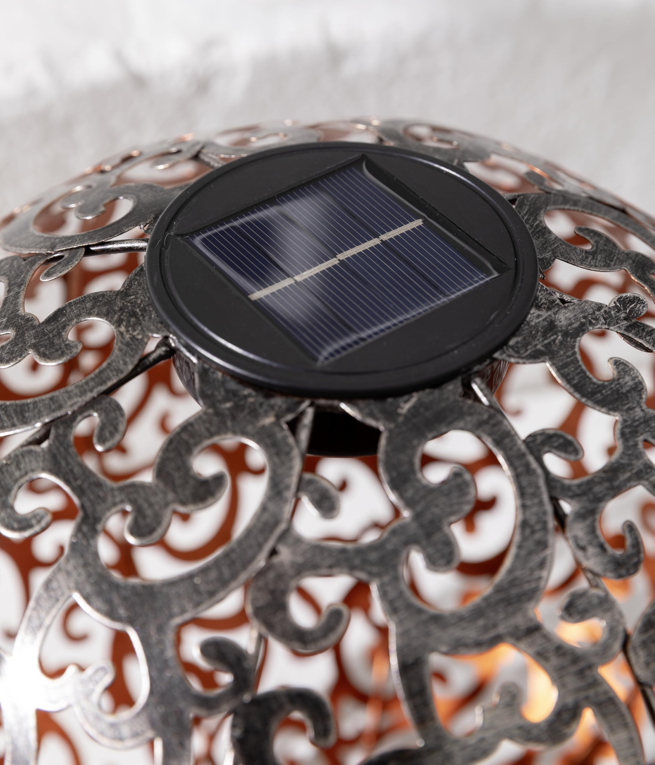 Dehner Solarkugel Luanda Solarleuchte Ø 30 cm silber-kupfer