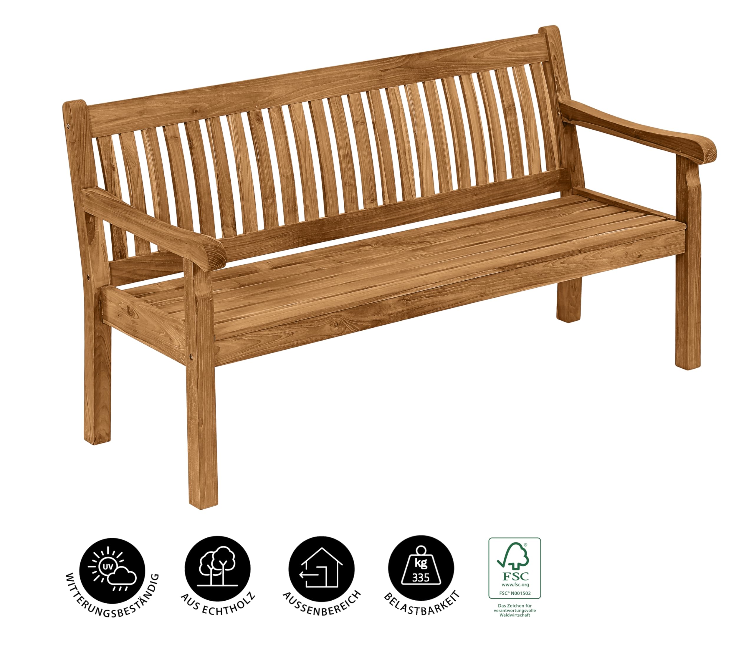 Dehner Havanna Gartenbank Teak 3-Sitzer 160cm
