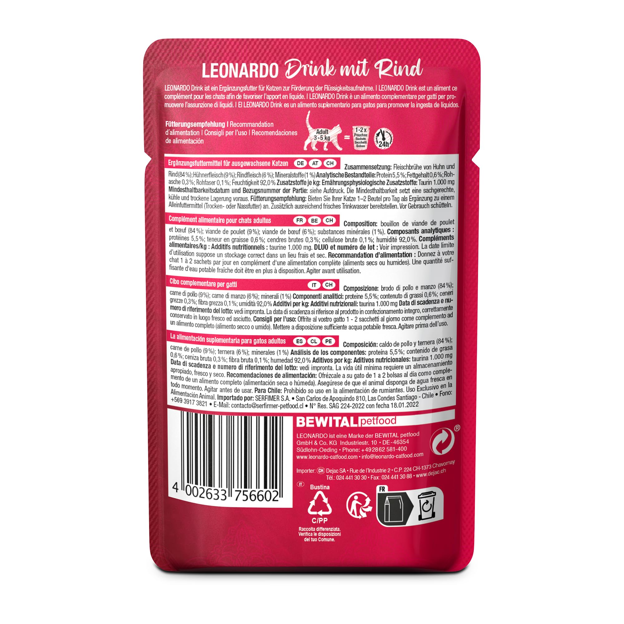 Leonardo Drink Rind Katzendrink 20x40g getreidefrei