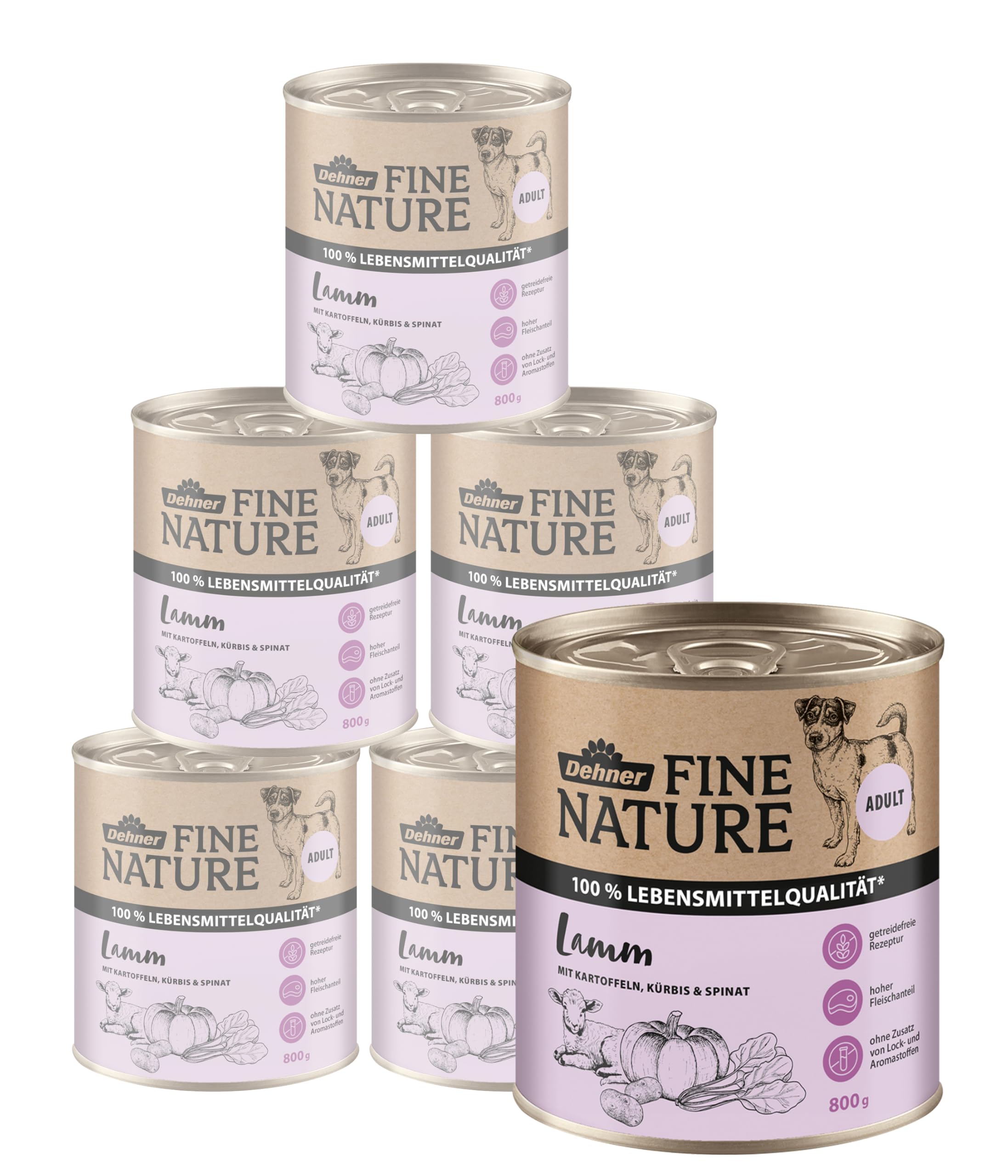 Dehner Fine Nature Lamm Hundefutter nass 6x400g getreidefrei