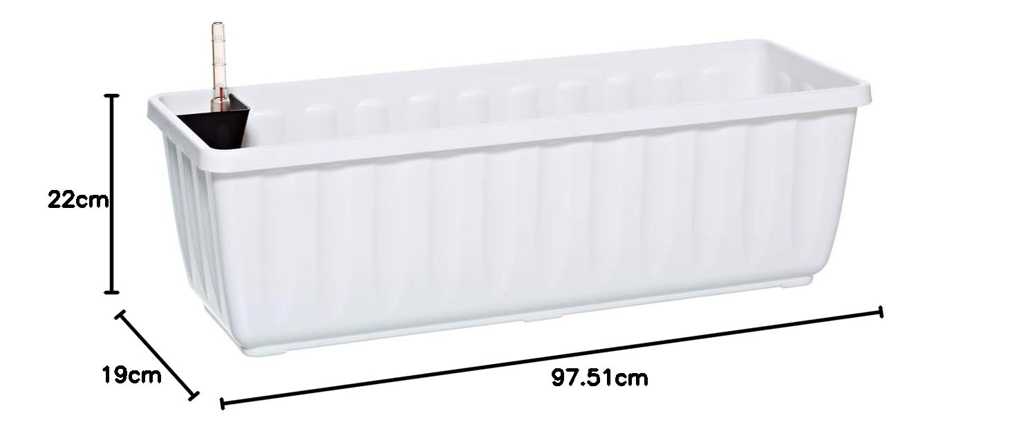 Dehner Aqua-Flor Plus Blumenkasten weiß 97,5 cm Bewässerung