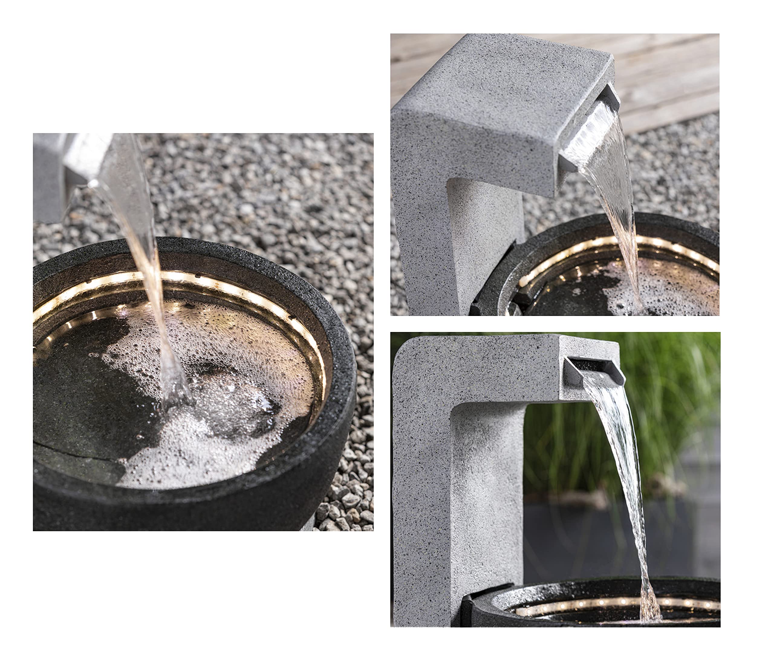 Dehner Premium Lovely Madeira Gartenbrunnen 65x43cm LED grau