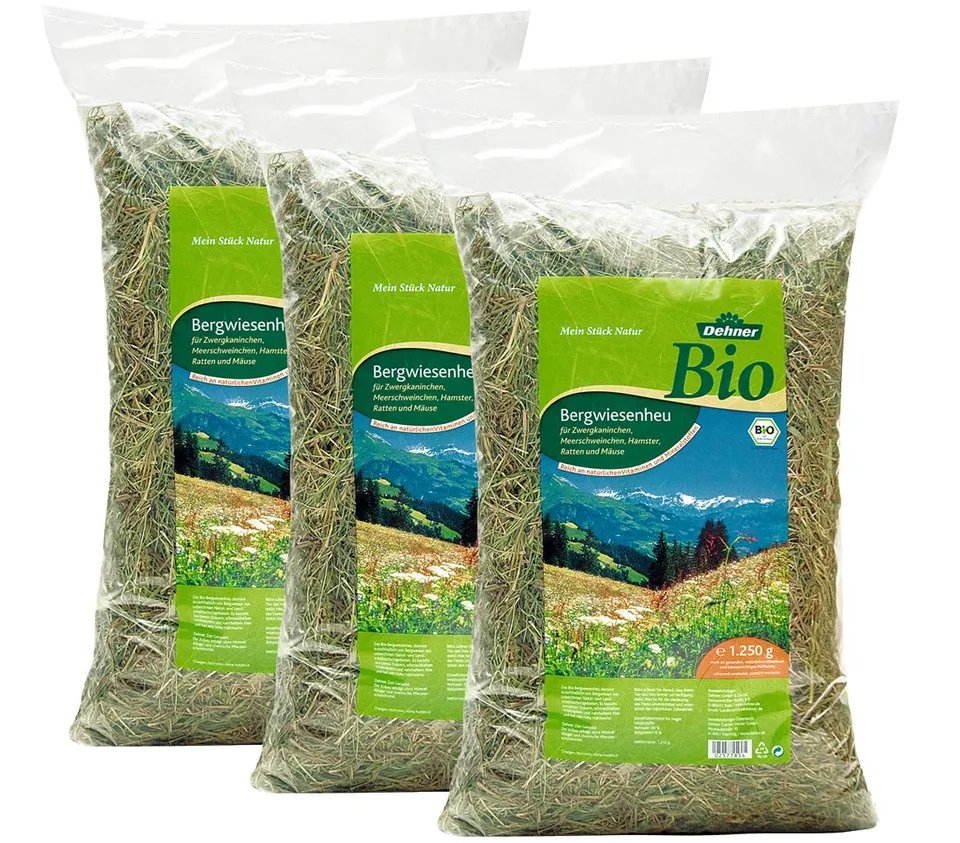 Dehner Bio Bergwiesenheu Nagerfutter 3x1,25 kg