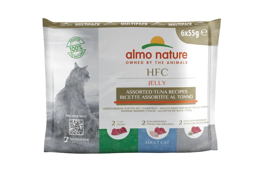 Almo Nature HFC Jelly Multipack Nassfutter Huhn Thunfisch 6x55g glutenfrei