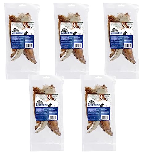 Dehner Lieblinge Kaninchenohren Hundesnack 5x100g natürlich