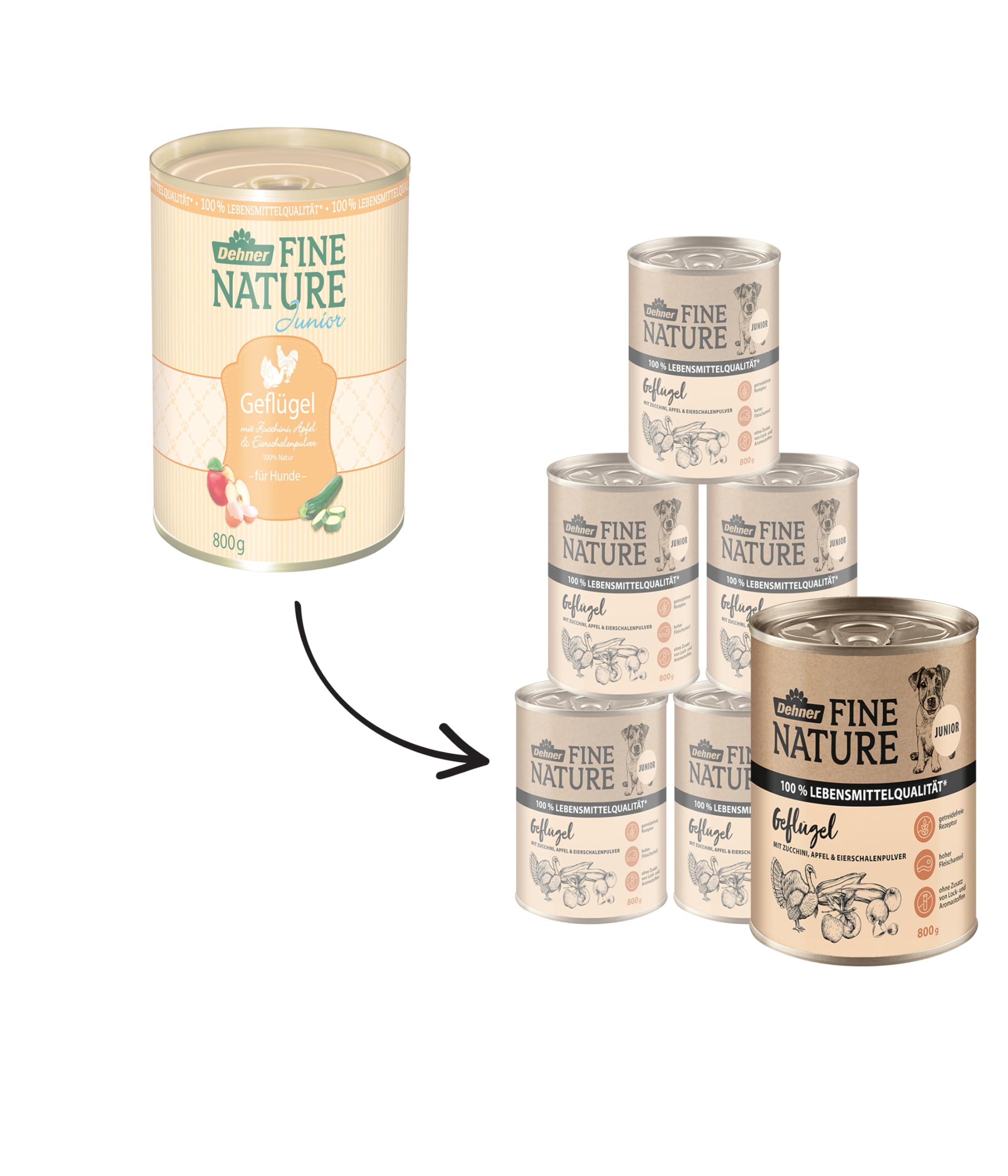 Dehner Fine Nature Nassfutter Geflügel 6x800g Hund