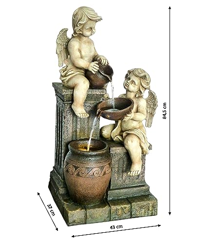 Dehner Premium Lovely Engel Gartenbrunnen mit LED grau 84,5 cm