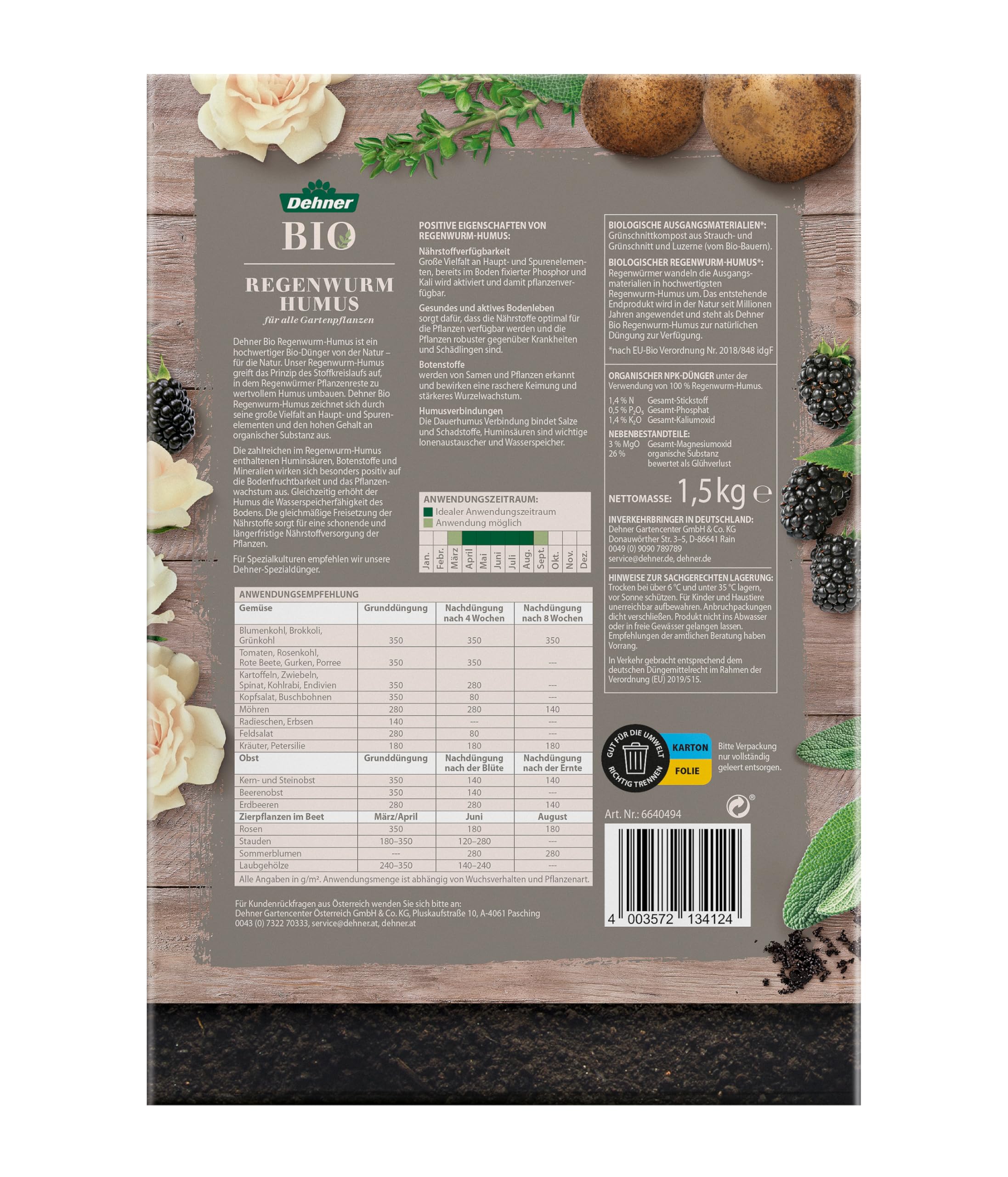 Dehner Bio Regenwurm-Humus Dünger 1,5 kg