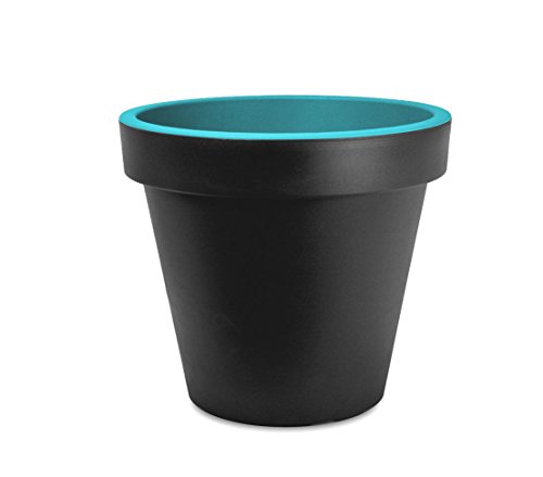Dehner Trendy Blumentopf 35cm anthrazit türkis frostfest
