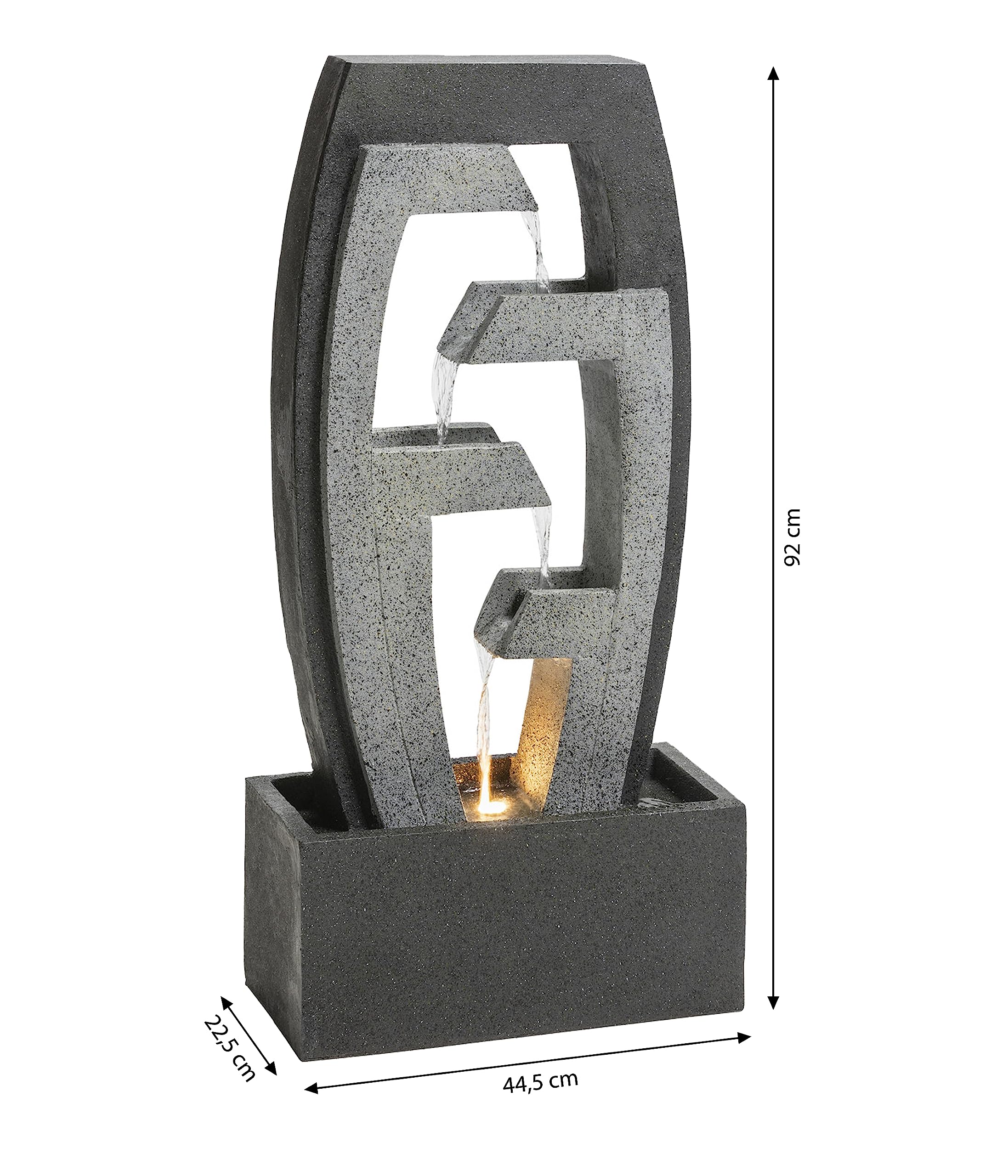 Dehner Tokio Gartenbrunnen grau LED Polyresin 92 cm