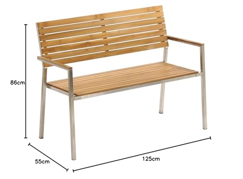 Dehner Antibes Gartenbank 2-Sitzer 125 cm Teak natur