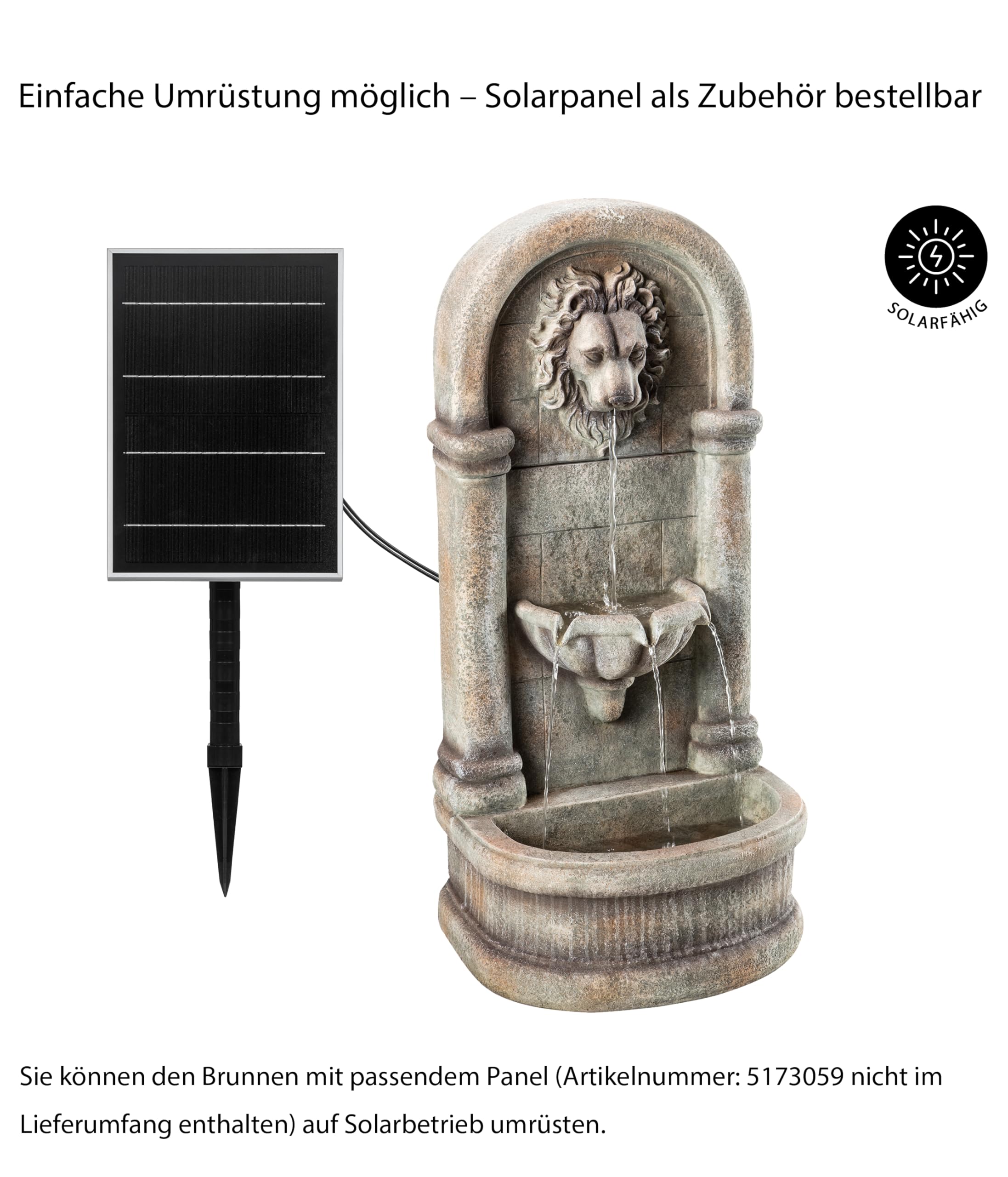 Dehner Premium Lovely Faro Gartenwandbrunnen LED grau Polyresin
