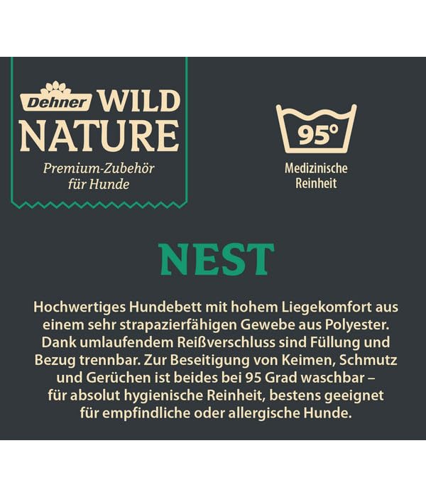 Dehner Wild Nature Nest Hundebett 80x60 dunkelgrau waschbar