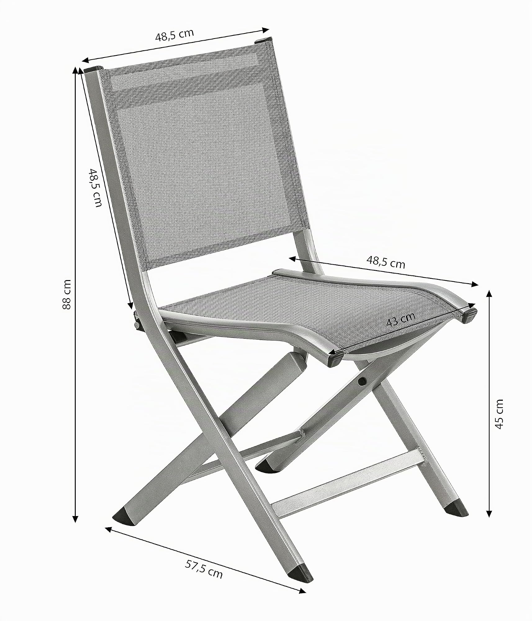 Dehner Chicago Klappstuhl grau 88 cm Textilene faltbar