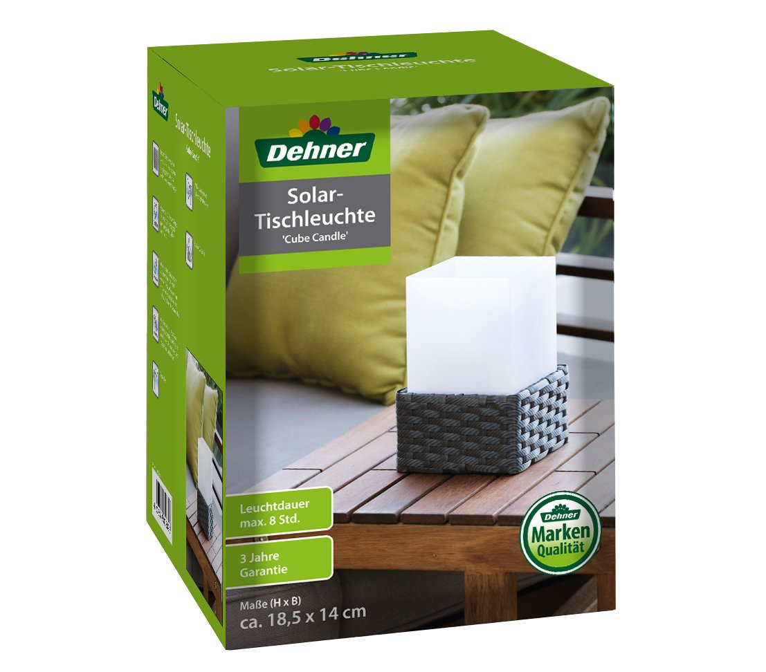 Dehner Premium Lovely Rattan Cube Solarleuchte 21cm dunkelbraun