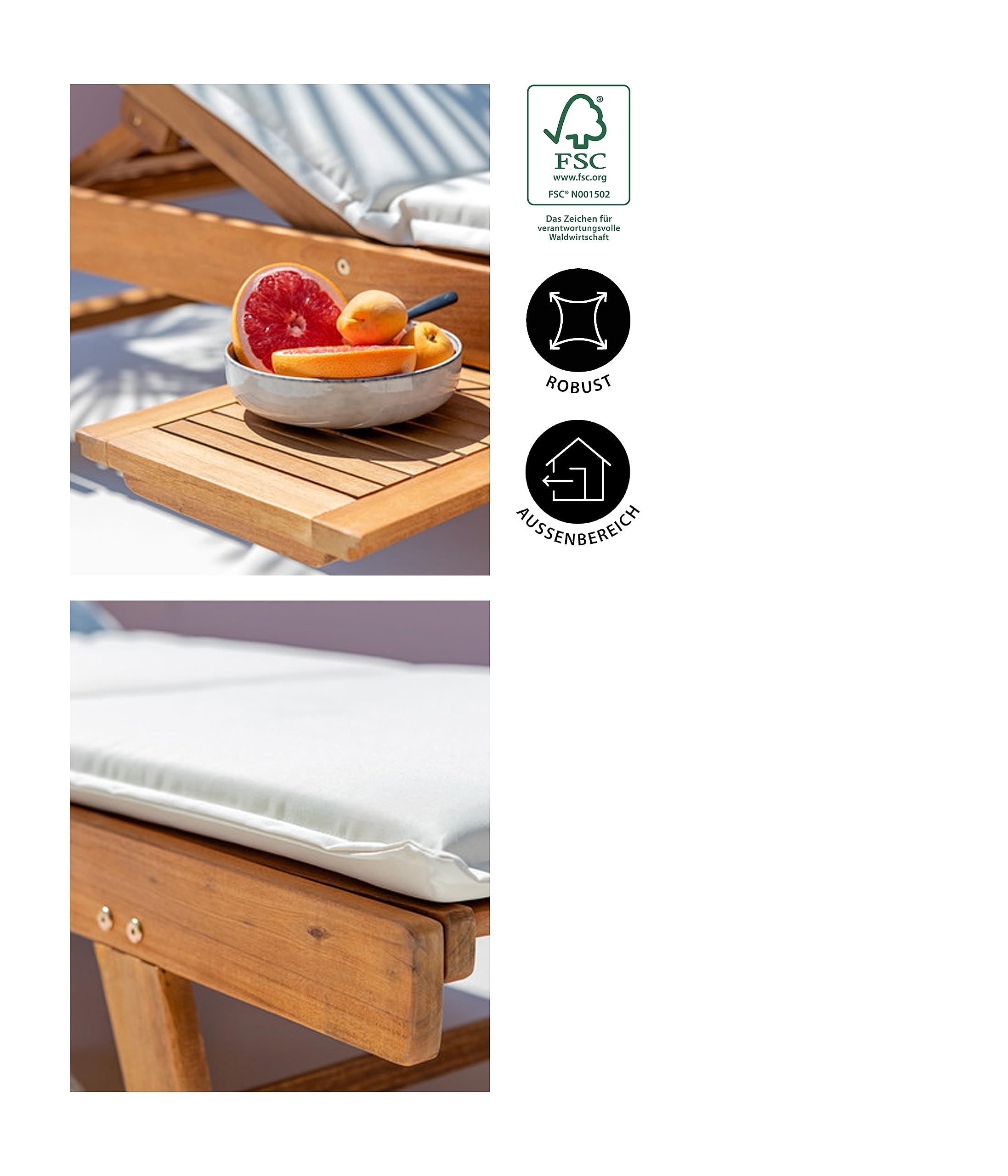 Dehner Ravenna Rollliege 200x70 cm Akazie hellbraun