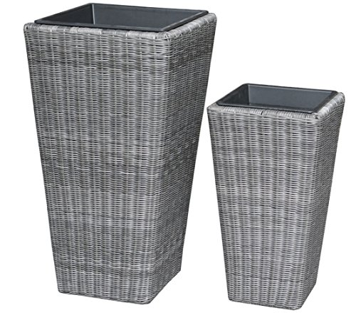 Dehner Lovely Pflanztopf Rimini 2er-Set weiß-grau 55/75cm