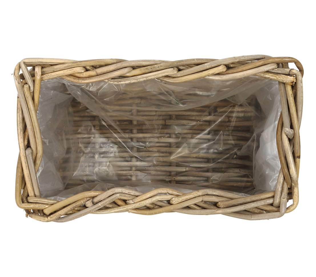 Dehner Rattan Pflanzkasten 30x15x15cm grau-braun wetterfest