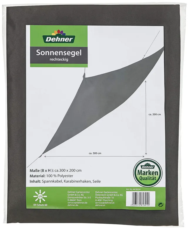 Dehner Premium Lovely Sonnensegel rechteckig dunkelgrau