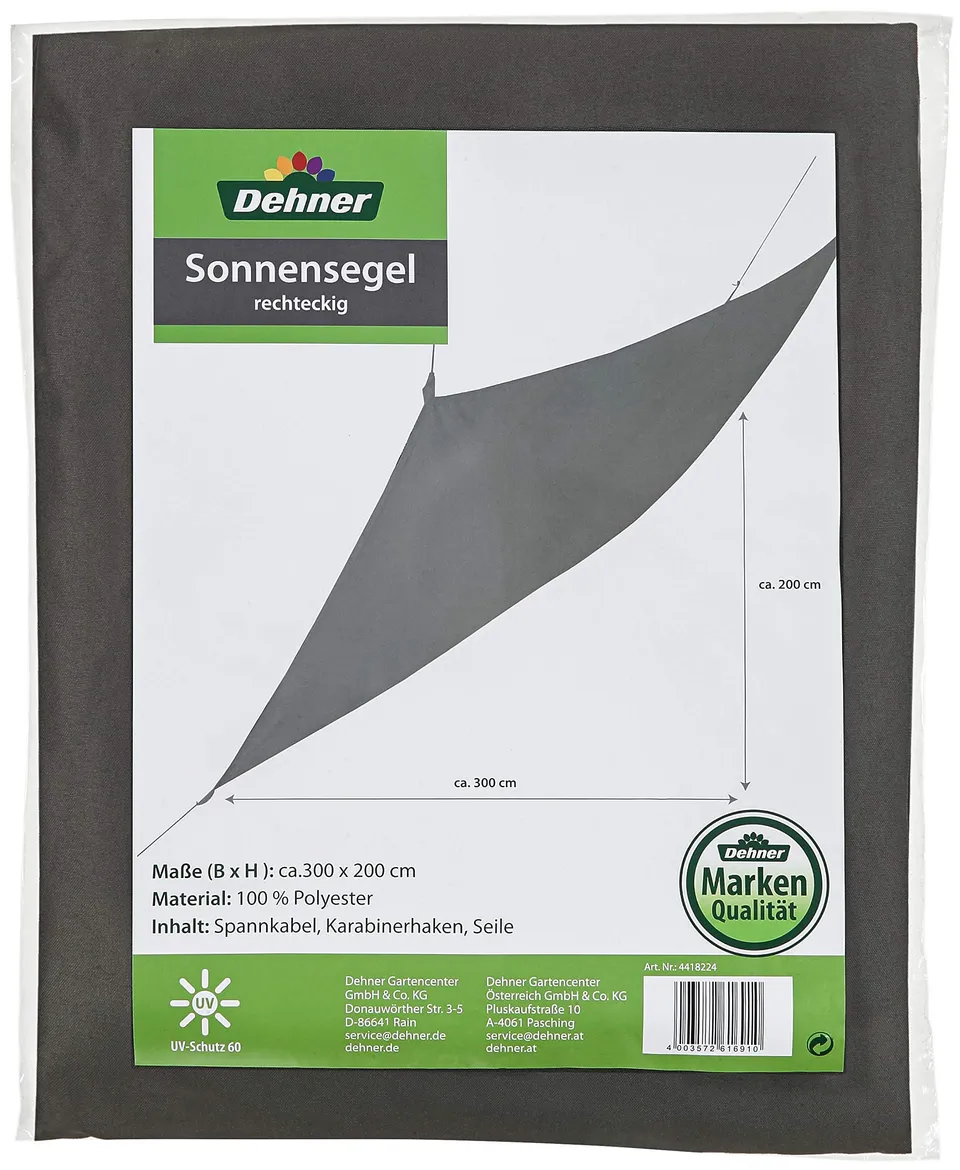 Dehner Premium Lovely Sonnensegel rechteckig dunkelgrau
