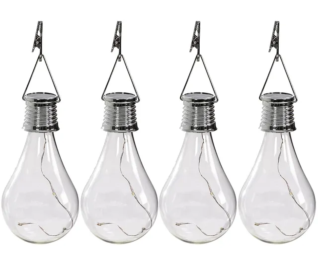Dehner Solar-Glühbirne 4er Set Glas transparent D7cm