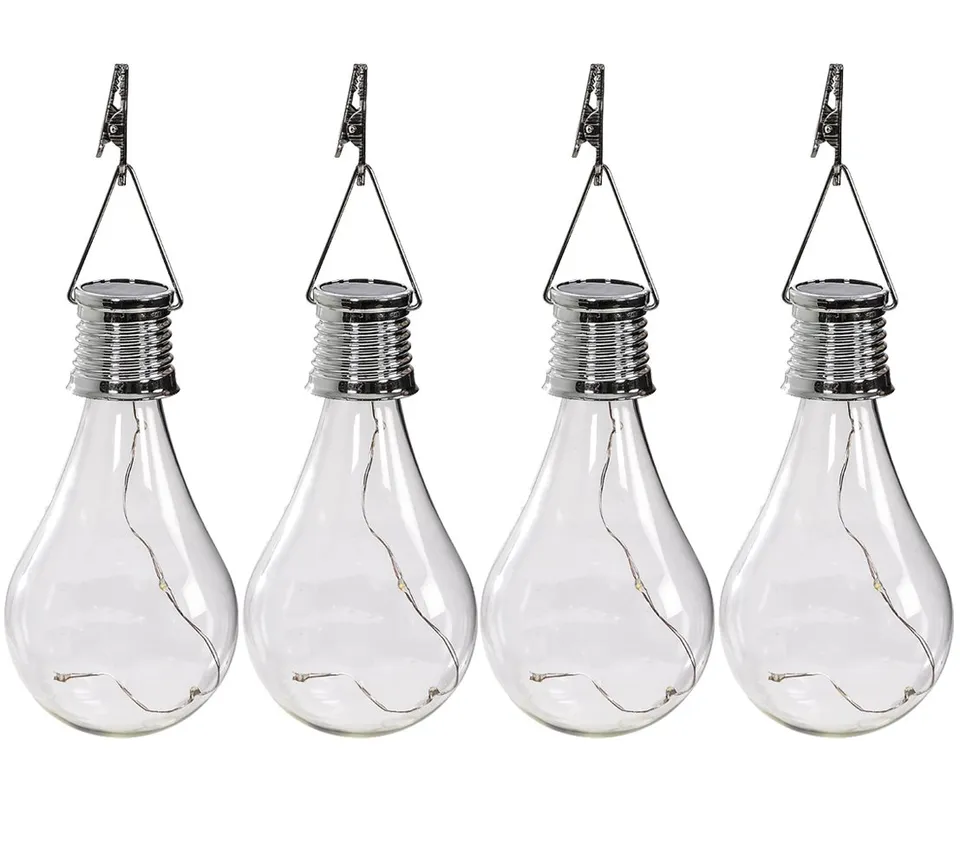 Dehner Solar-Glühbirne 4er Set Glas transparent D7cm