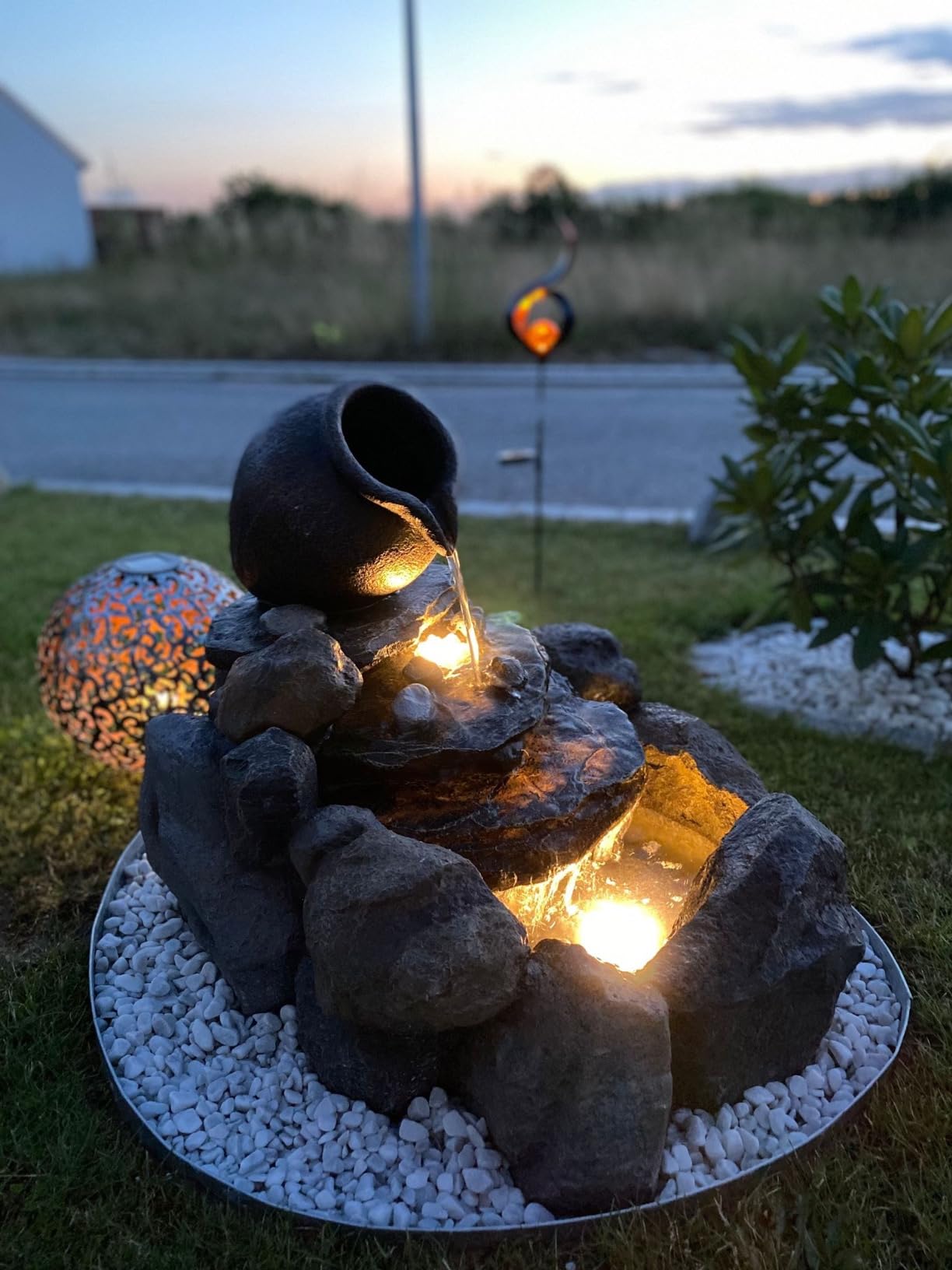 Dehner Premium Lovely Florero Gartenbrunnen LED Polyresin 6L