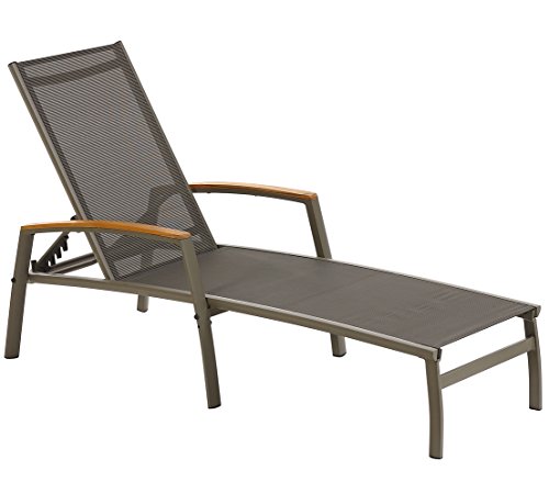 Dehner Colmar Gartenliege anthrazit 203cm Teakholz verstellbar