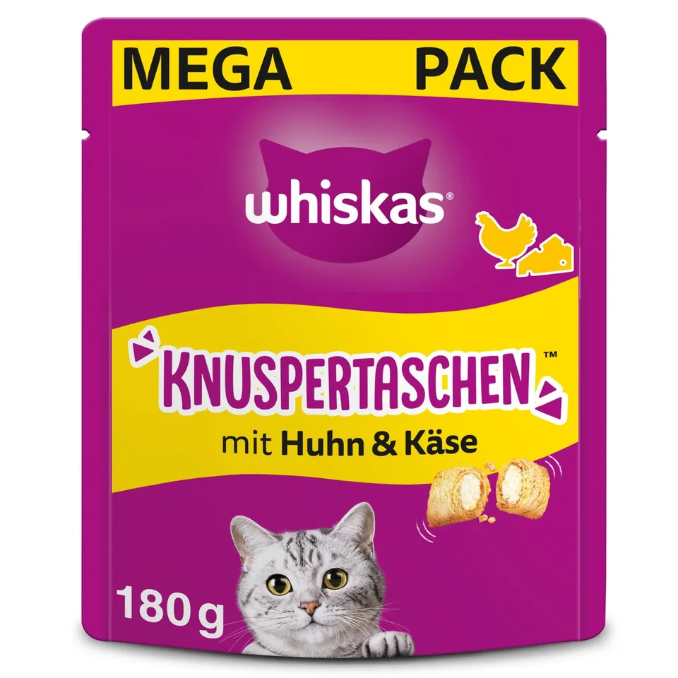 Whiskas Knuspertaschen Katzensnack Huhn & Käse 4x180g