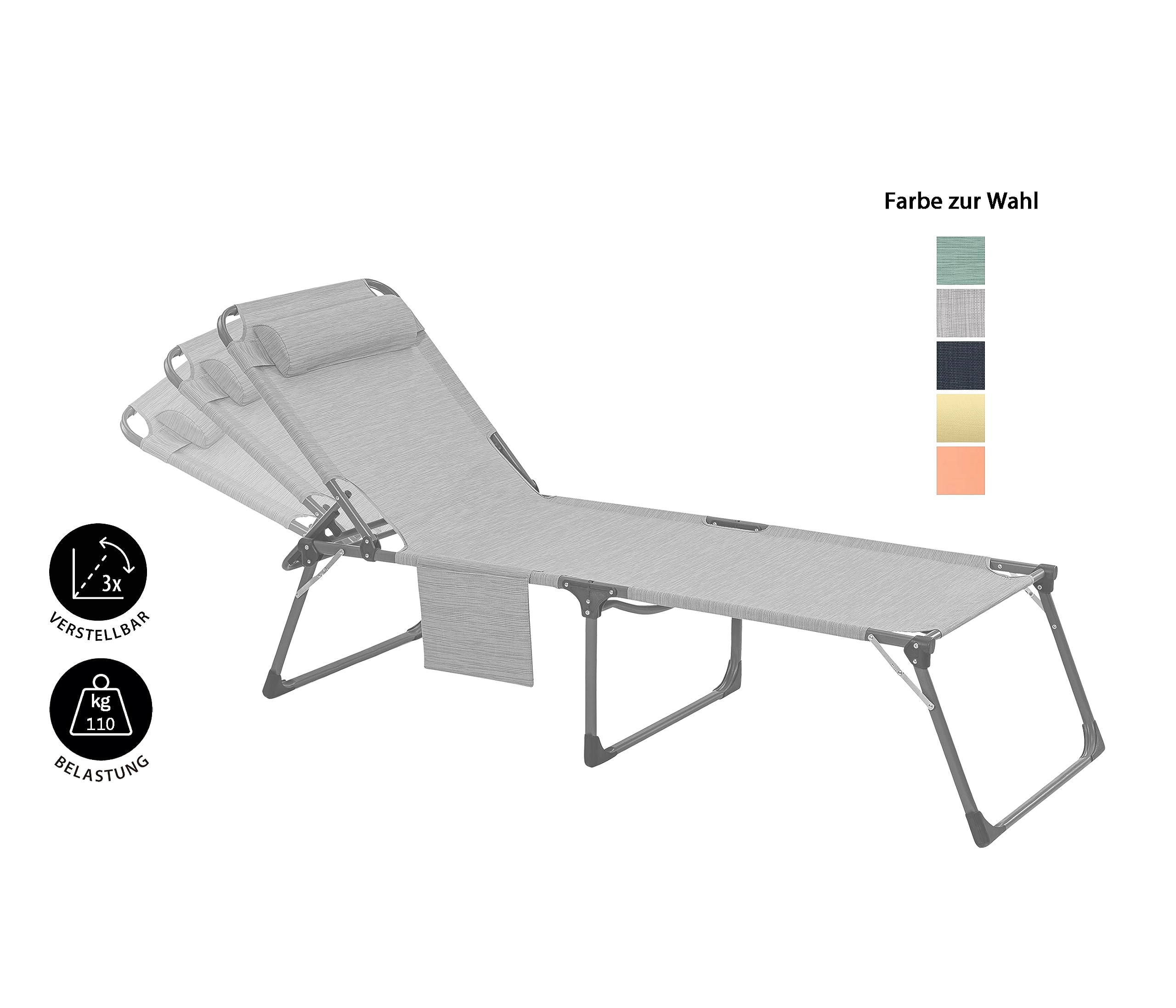Dehner Mallorca Gartenliege 227cm Textilene dunkelblau klappbar