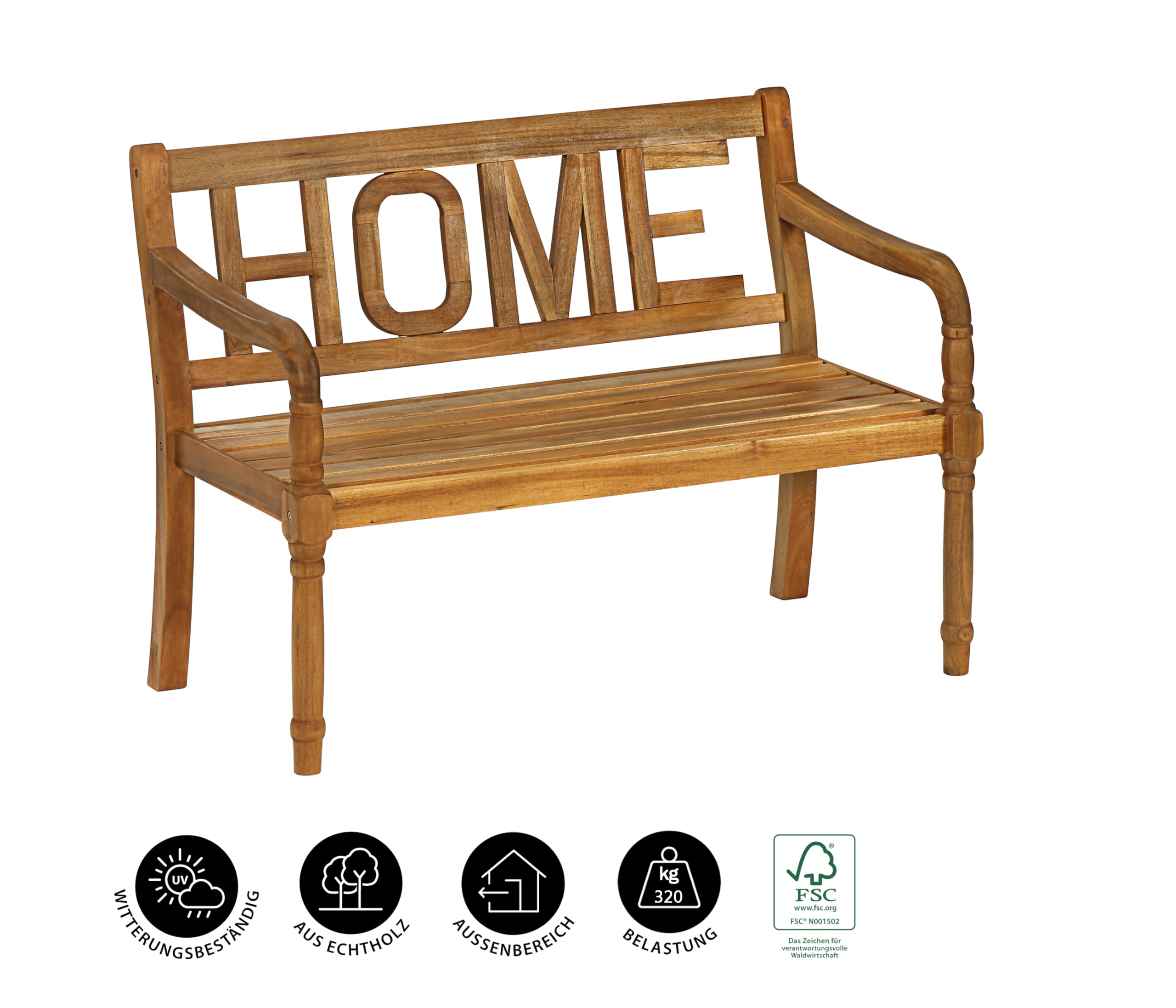Dehner Home Gartenbank 2-Sitzer Akazie natur 120 cm