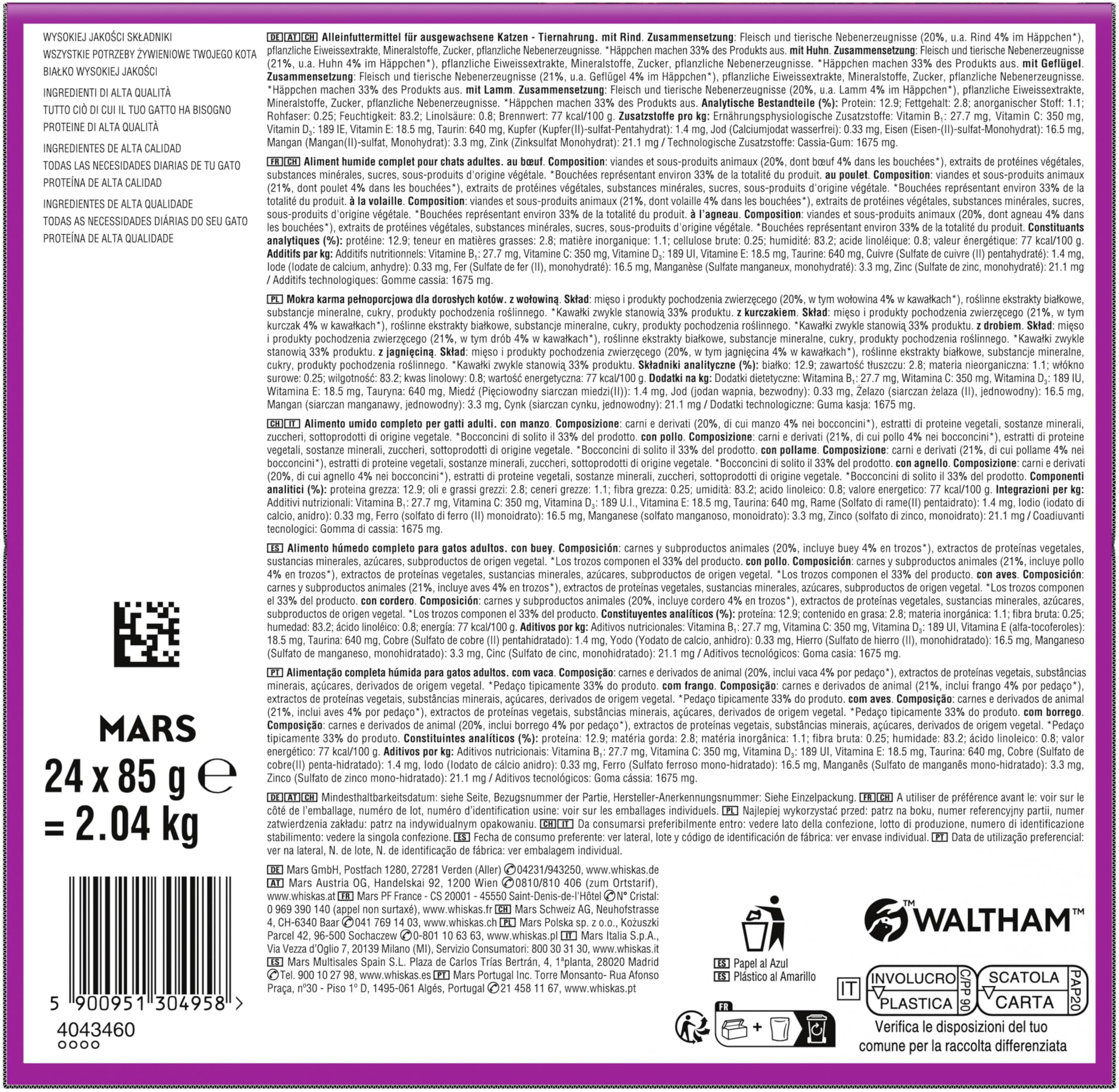 Whiskas Pure Delight Nassfutter Ragout 48x85g Gelee