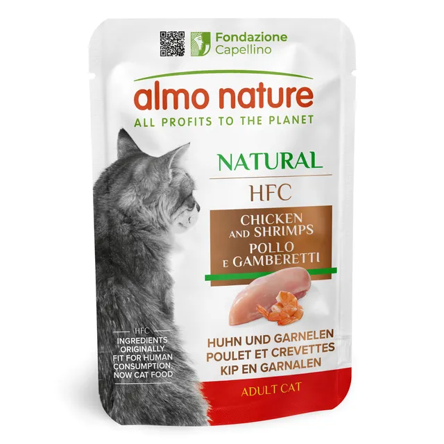 Almo Nature HFC Natural Nassfutter Huhn Garnelen 24x55 g