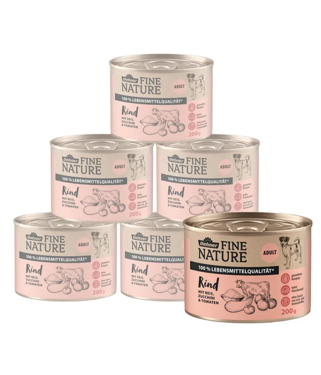 Dehner Fine Nature Hundefutter Rind 6x200 g Nassfutter Adult