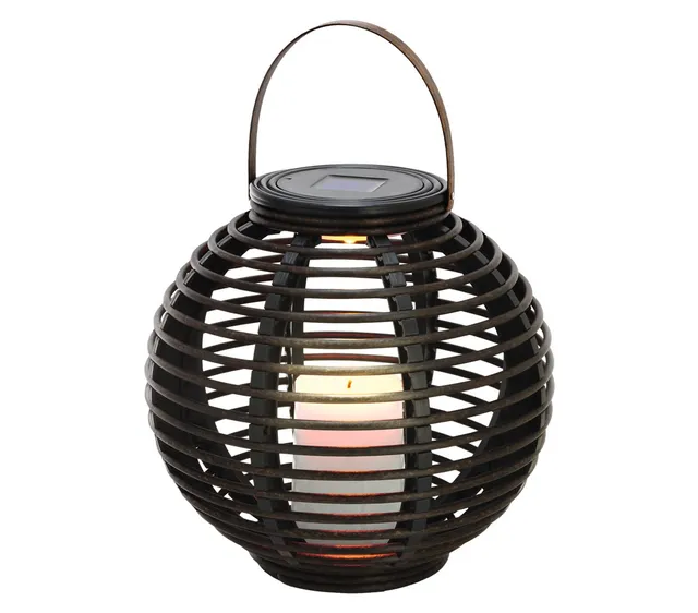Dehner Living Rattan Solarleuchte 30x20 cm Flackerlicht