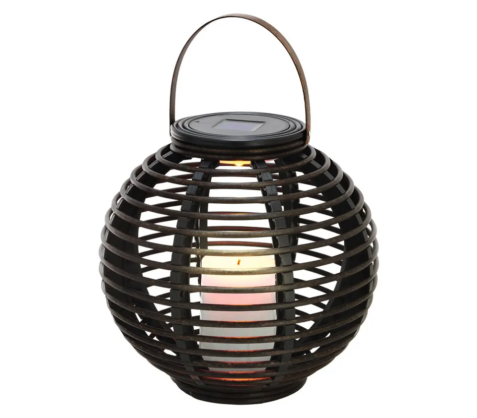 Dehner Living Rattan Solarleuchte 30x20 cm Flackerlicht