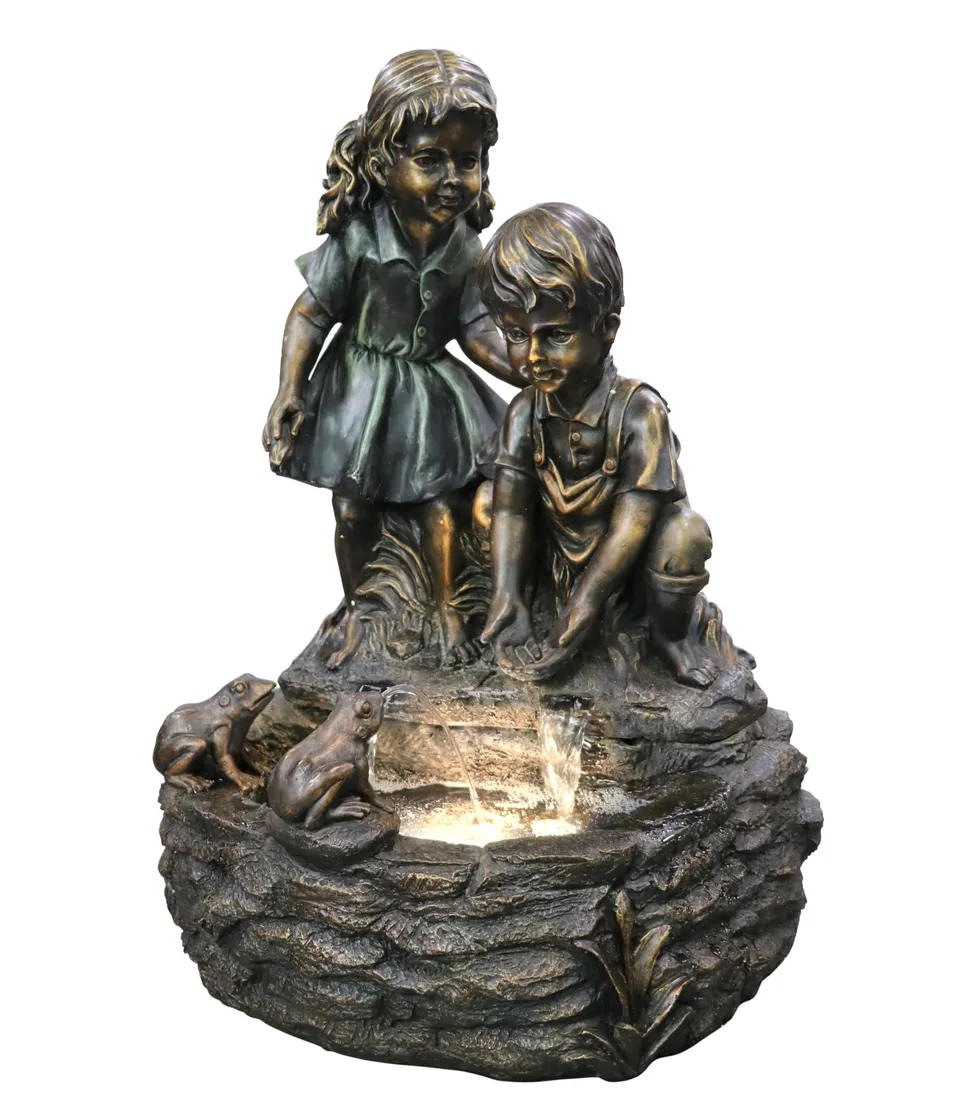 Dehner Amici Gartenbrunnen Solar LED Polyresin bronze