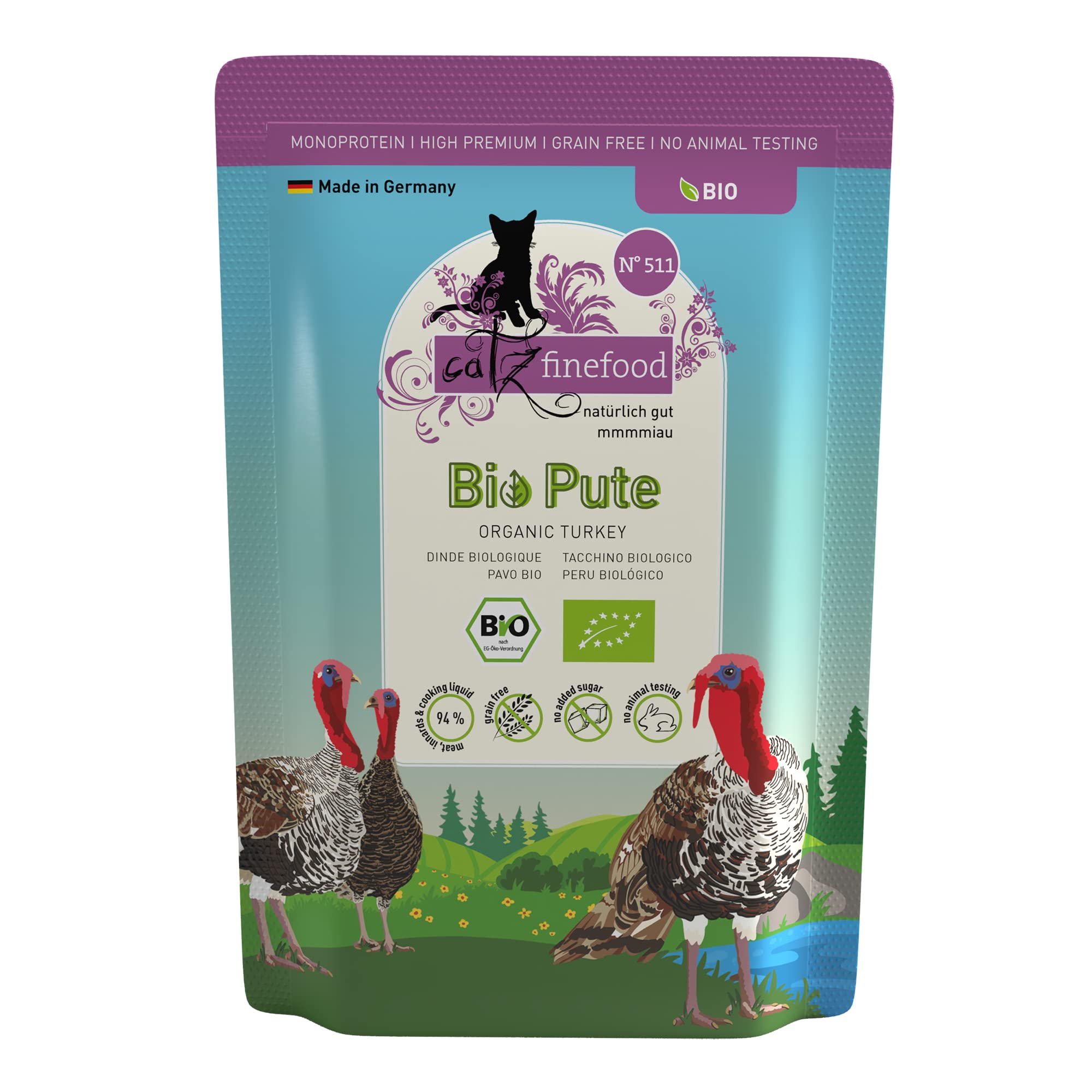 catz finefood Bio N° 509 Nassfutter Schwein 6x200g getreidefrei