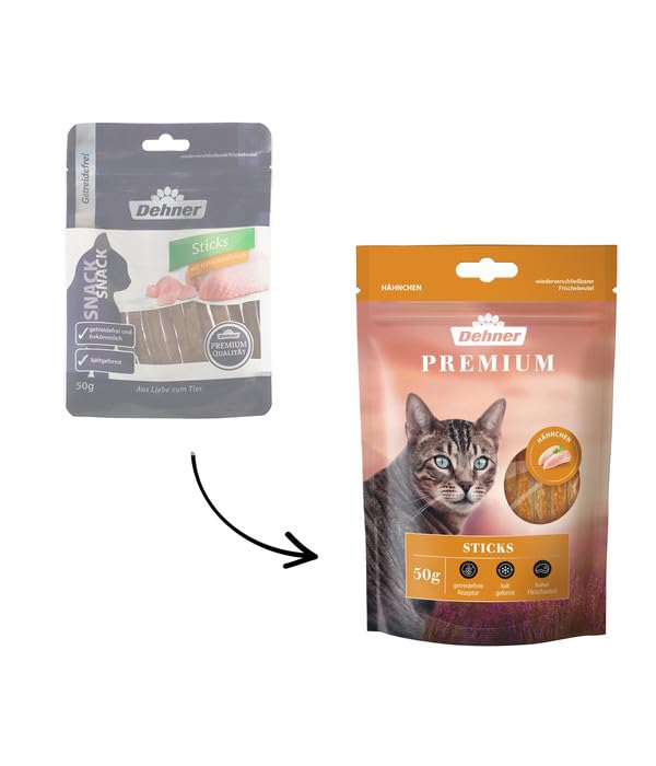 Dehner Premium Katzensnack Sticks Hähnchen 12x50g getreidefrei