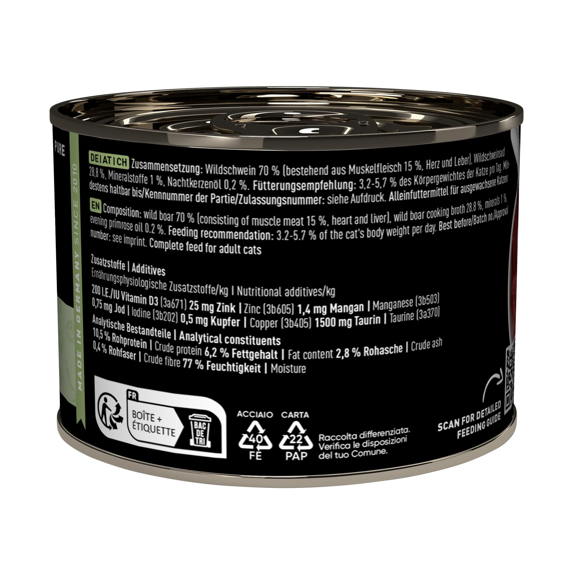 catz finefood Pure Nassfutter Wildschwein 6x200g getreidefrei