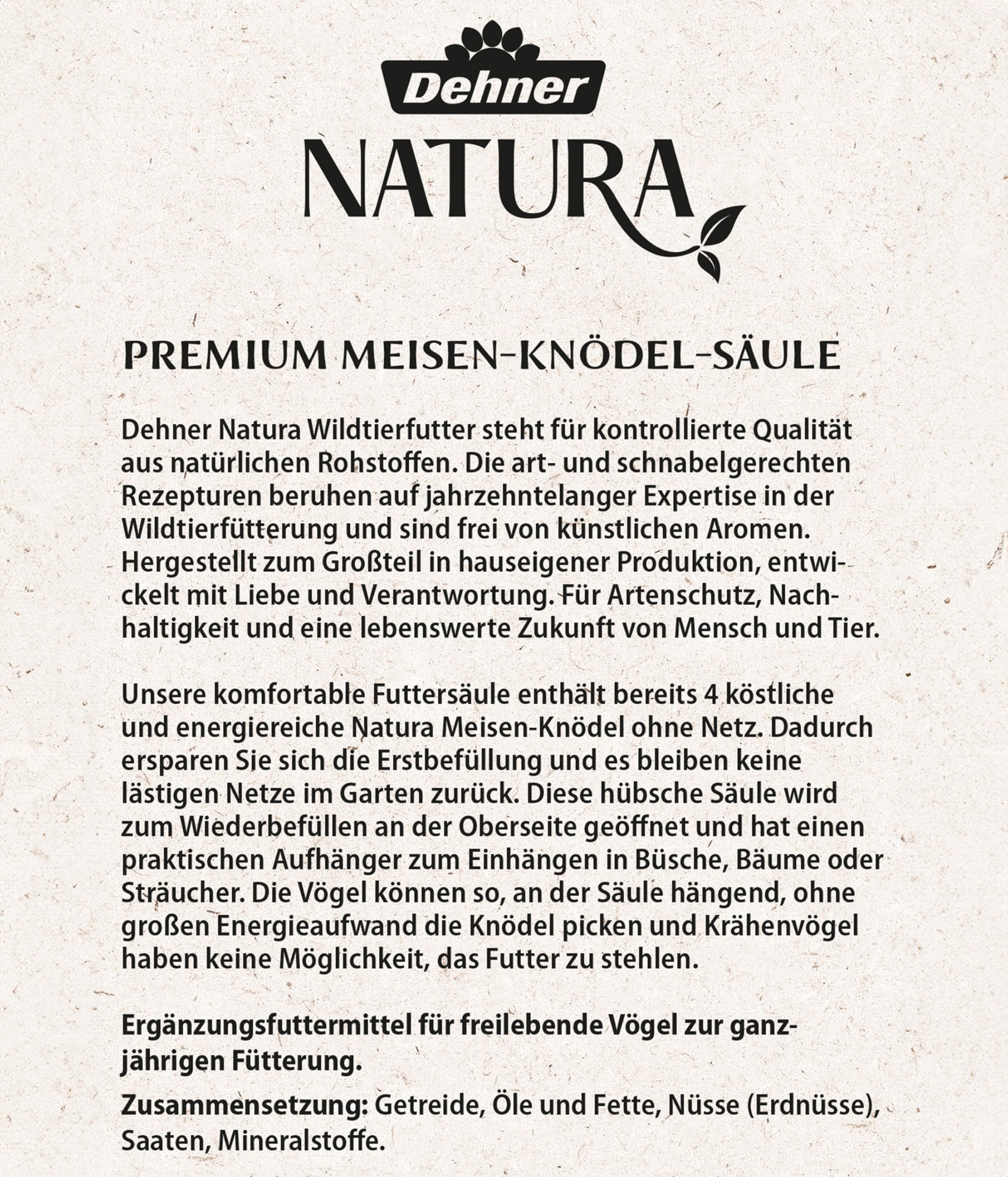 Dehner Natura Premium Wildvogel Futtersäule 4 Knödel fettreich