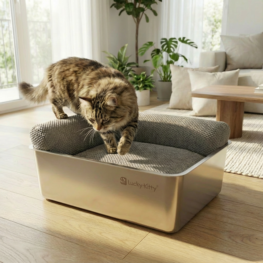 Lucky-Kitty Katzenlounge LUXE 2-in-1 Katzenbett Memory-Foam