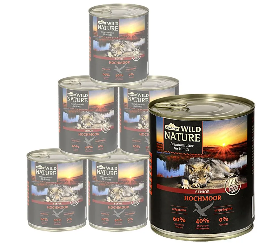 Dehner Wild Nature Hochmoor Senior Hundefutter 6x800g Ente
