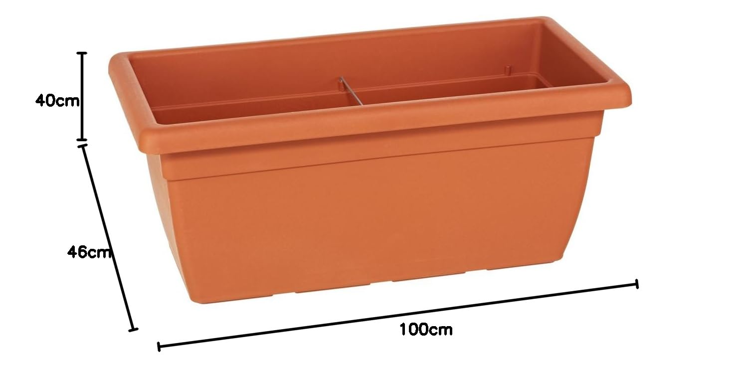 Dehner Akea Blumenkasten Terracotta 100 cm Kunststoff Ablaufloch