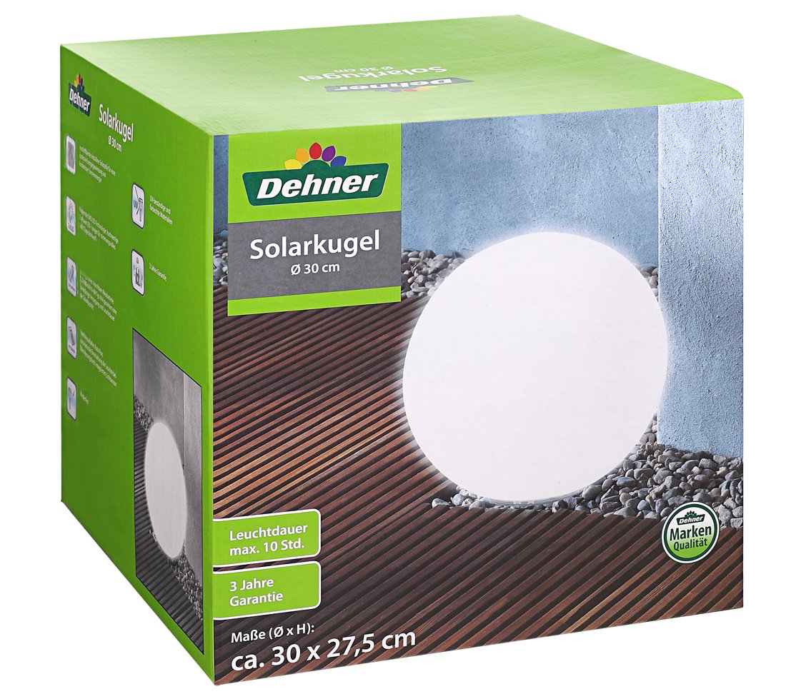 Dehner Solarkugel Ø 30 cm Solarleuchte Klar Echtglas-Optik