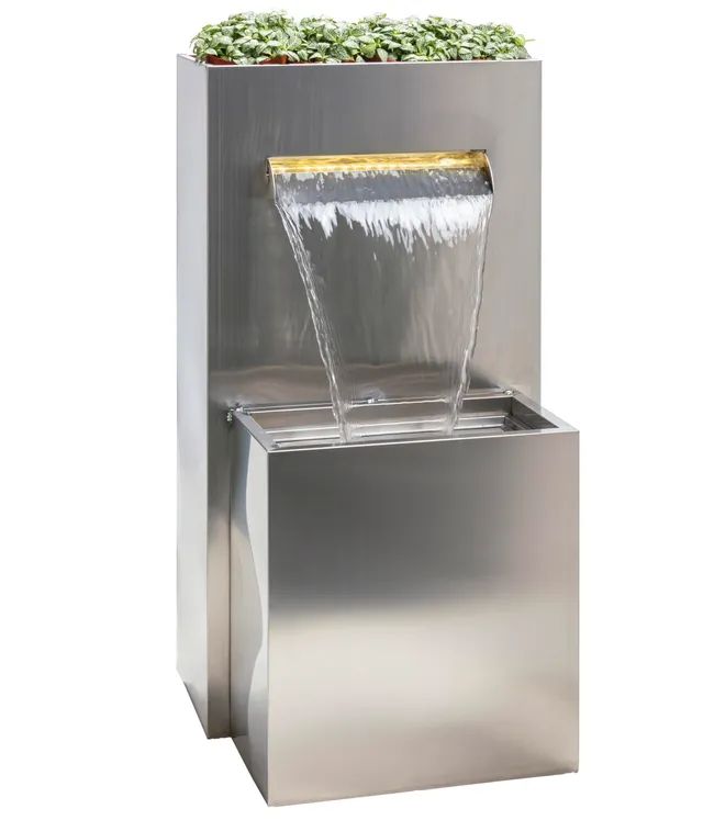 Dehner Gartenbrunnen Dallas 89x46x44 cm Edelstahl LED silber