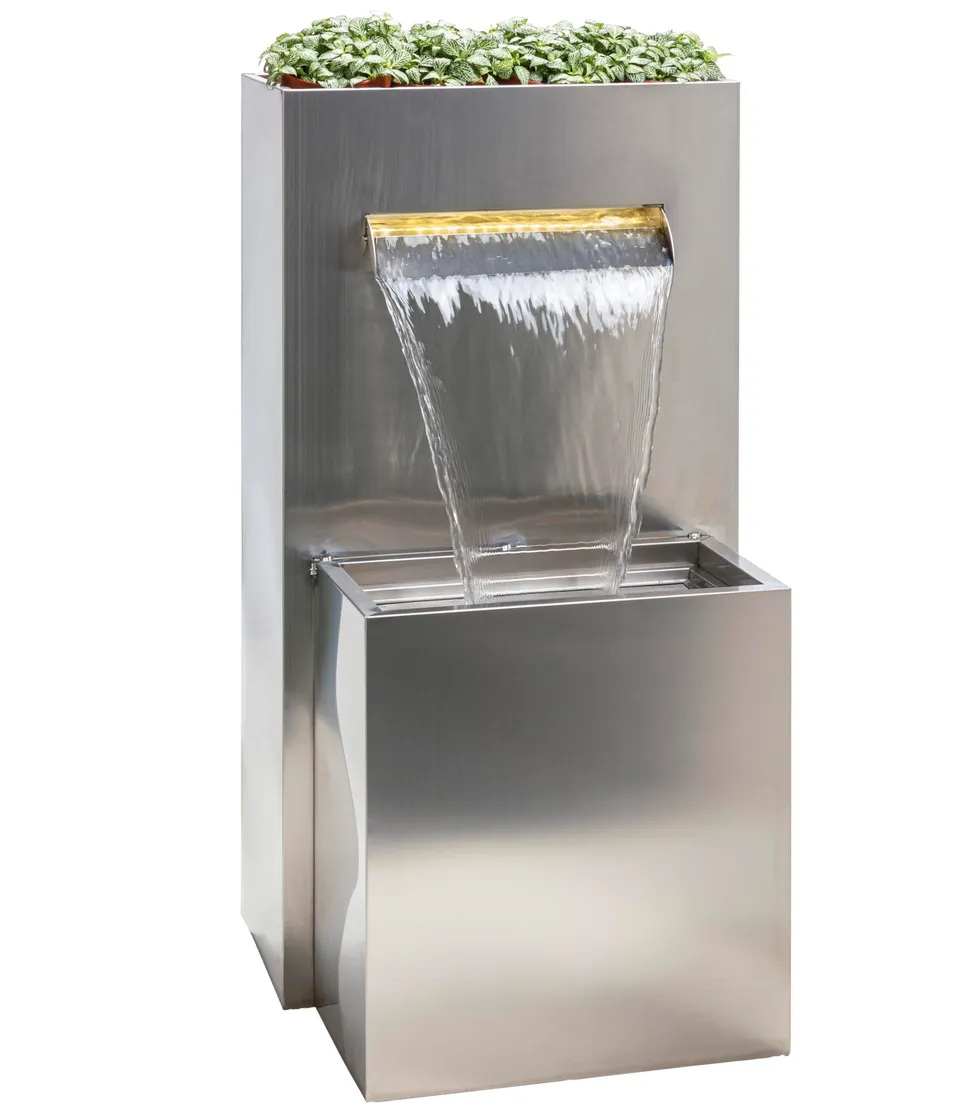 Dehner Gartenbrunnen Dallas 89x46x44 cm Edelstahl LED silber